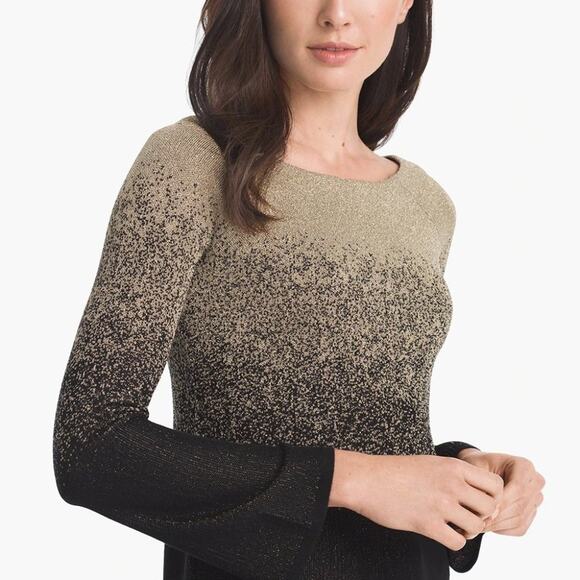 WHBM Black & Gold Metallic Ombre Lurex Pullover Sweater Size Small ✨🖤🥂 - Picture 3 of 12